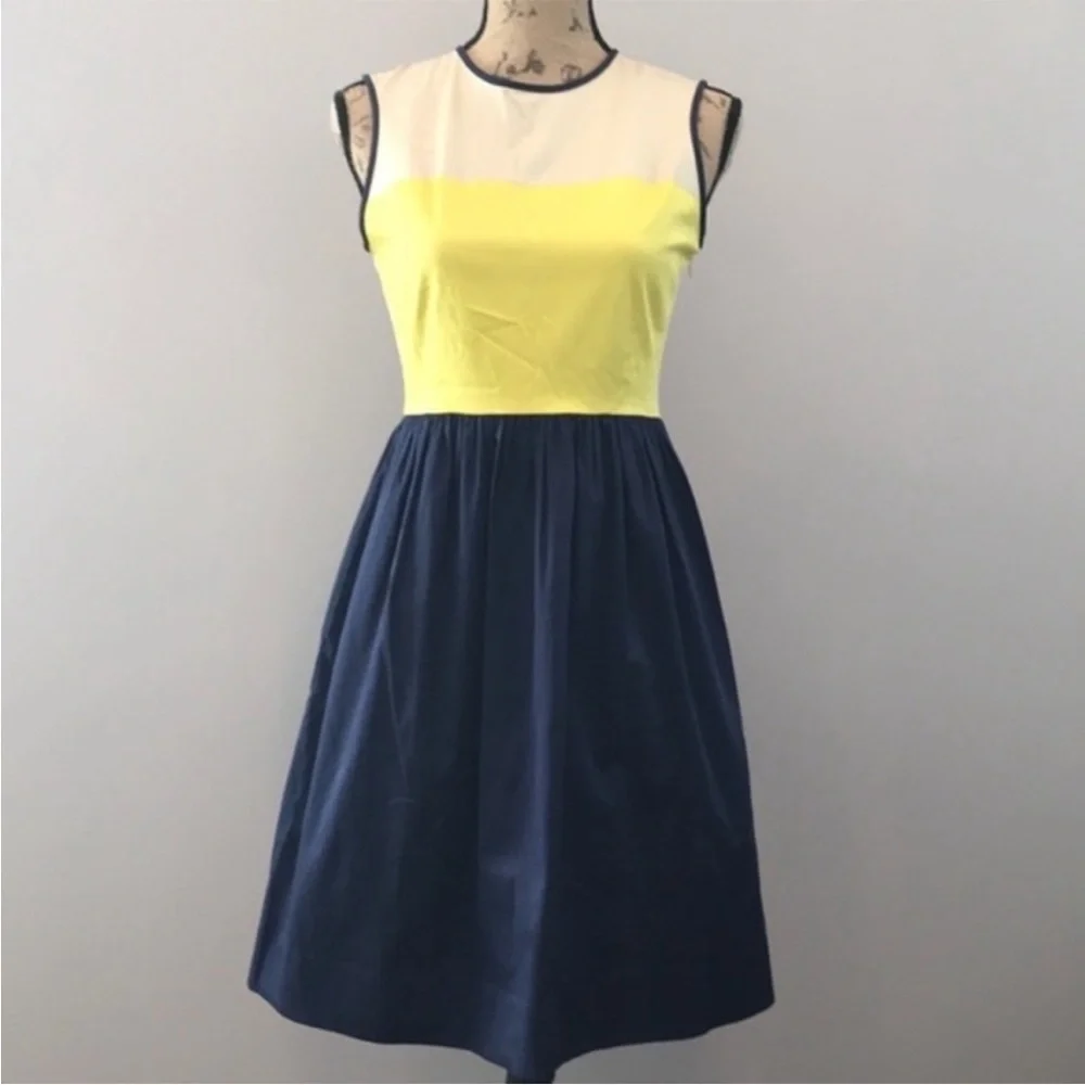 KATE SPADE Cotton Poplin Colorblock A-Line Dress Size 2